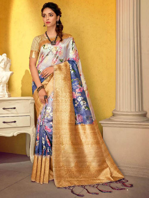 Trendofindia BLU Bollywood Sari Viscose
