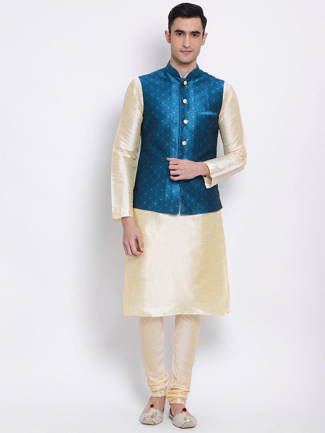INDIAN DESIGNER KURTA PAJAMA JACKET SET 