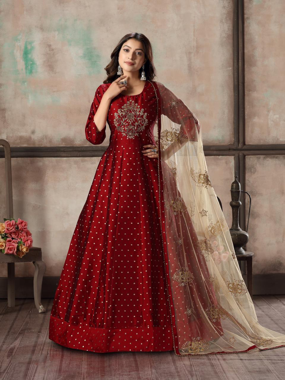 western silk gown